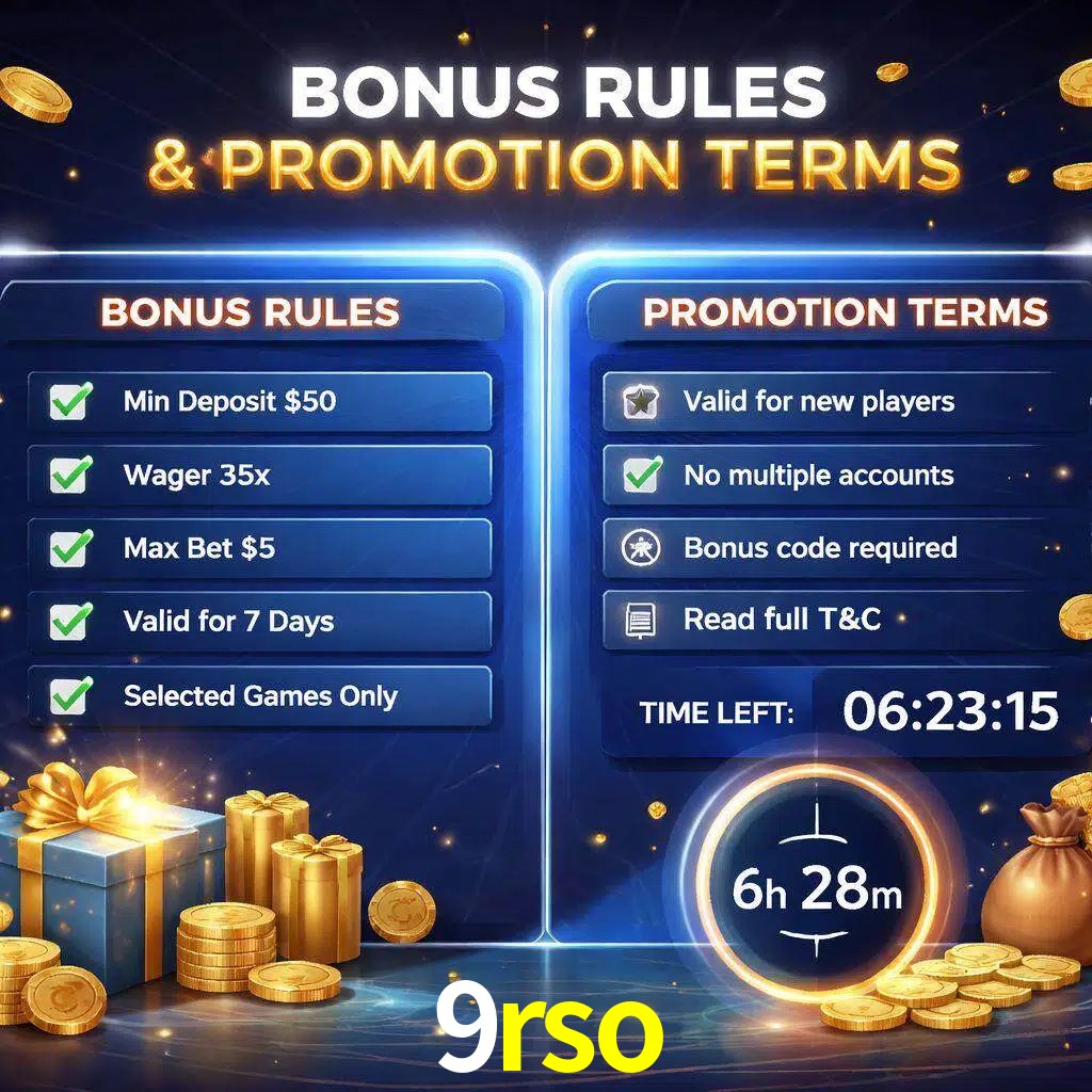 Reglas de promoción 9rso y condiciones de bonos explicadas visualmente